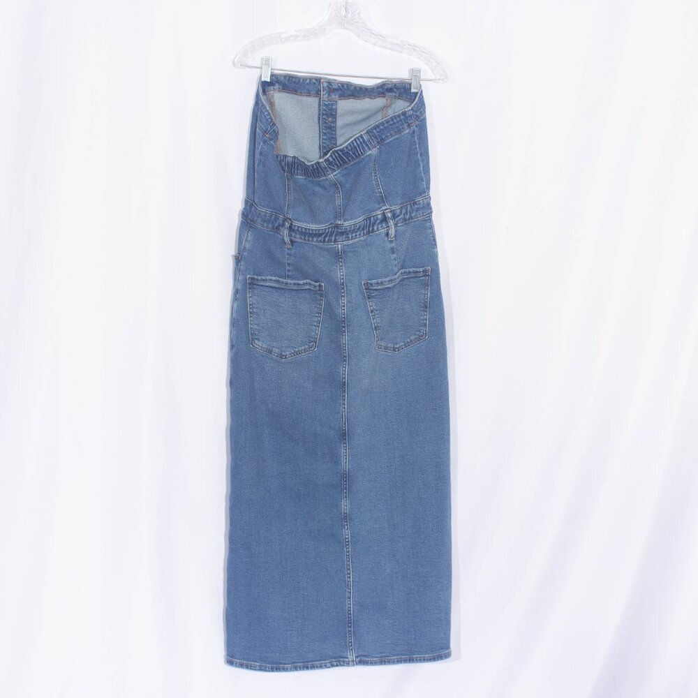 AMERICAN EAGLE OUTFITTERS Denim Strapless Tube Midi Dress Size 14 - Picture 2 of 11